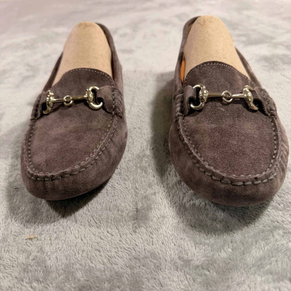 Boemos Horsebit Driving Loafers Women 41 Brown Suede Made in Italy 6050